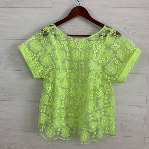 Meadow Rue Neon Yellow Eyelet Blouse - Picture 5 of 6